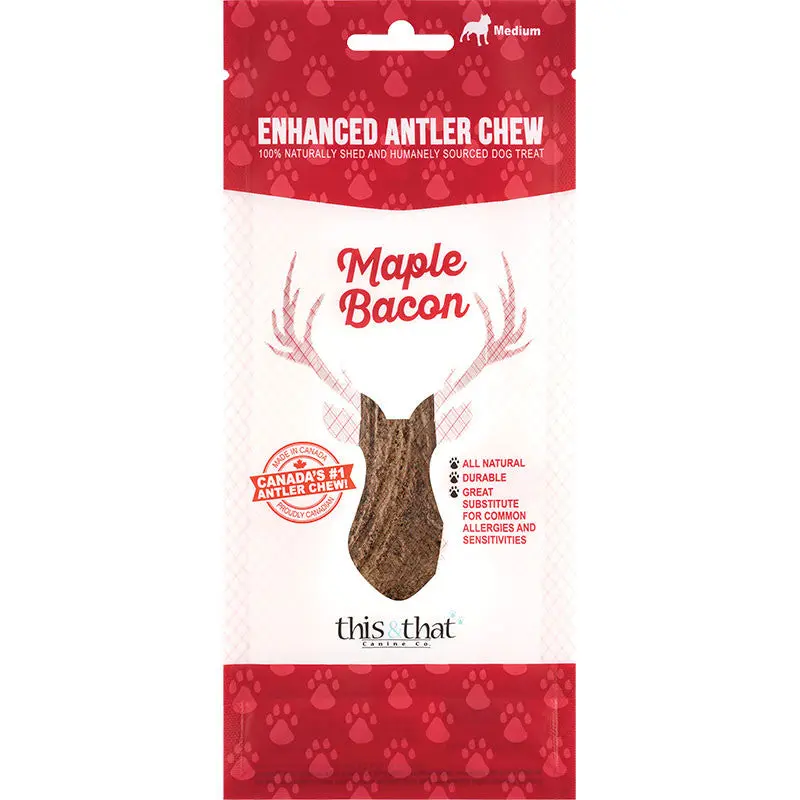 This & That Dog Enhanced Antler Chew Maple Bacon Small