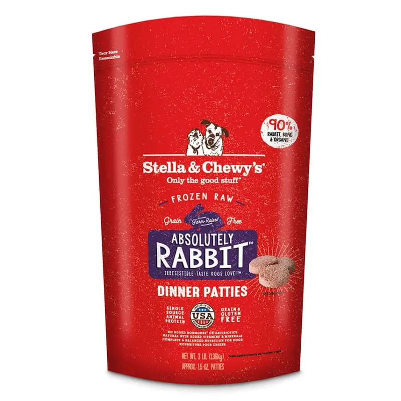 Stella & Chewy's Absolutely Rabbit Frozen Raw Dinner Patties Dog Food 6lb