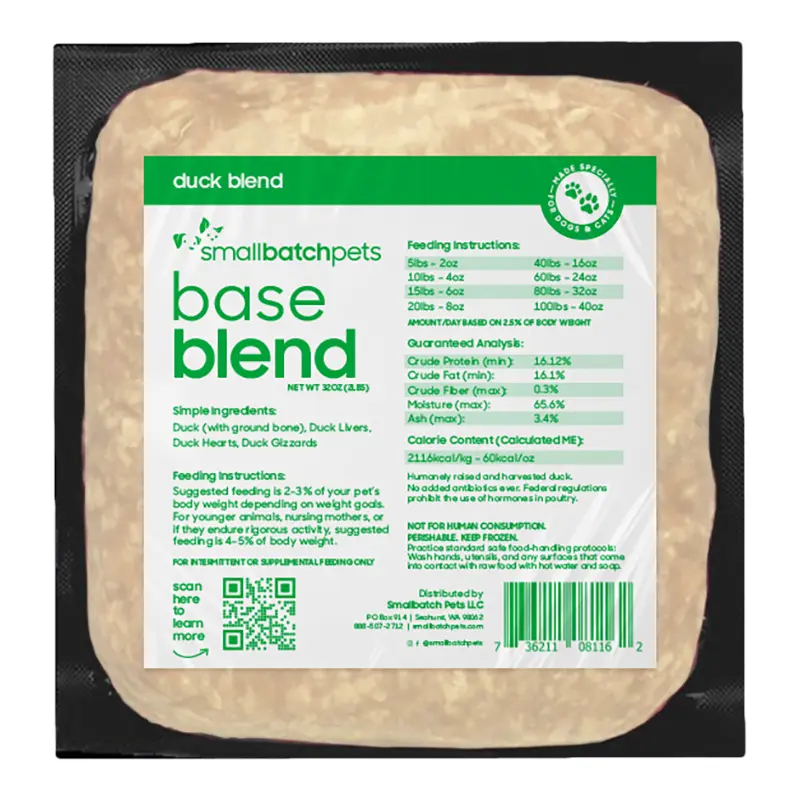 Small Batch Dog Cat Frozen Duck Blend 2lb 