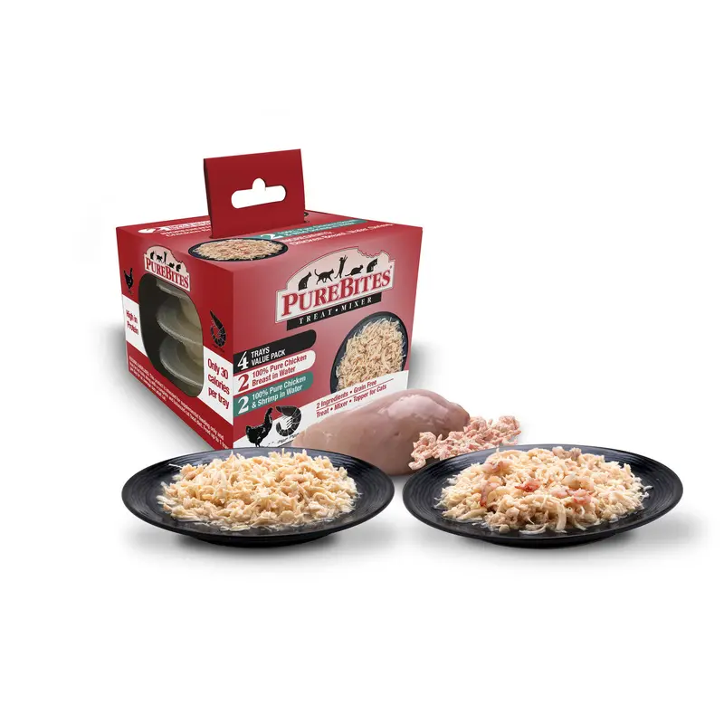 PureBites Mixers Variety Chicken & Chicken & Shrimp Cat Food 1.76 oz, 4 pk