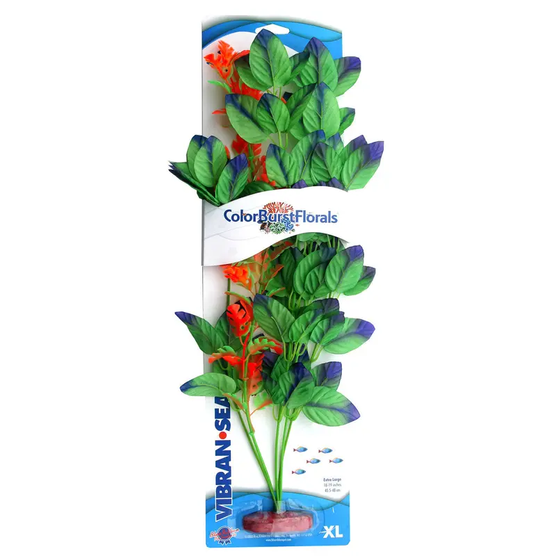 Blue Ribbon Colorburst Florals Melon Leaf Aquarium Plant Green XL