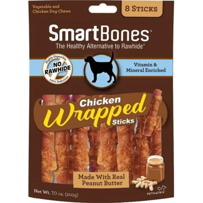 SmartBones Chicken Wrap Sticks Peanut Butter 8 Pk 