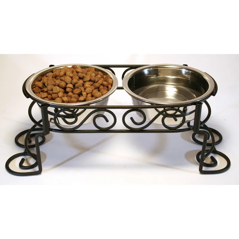 Spot Mediterranean Double Diner Dog Bowl Silver 1 Quart