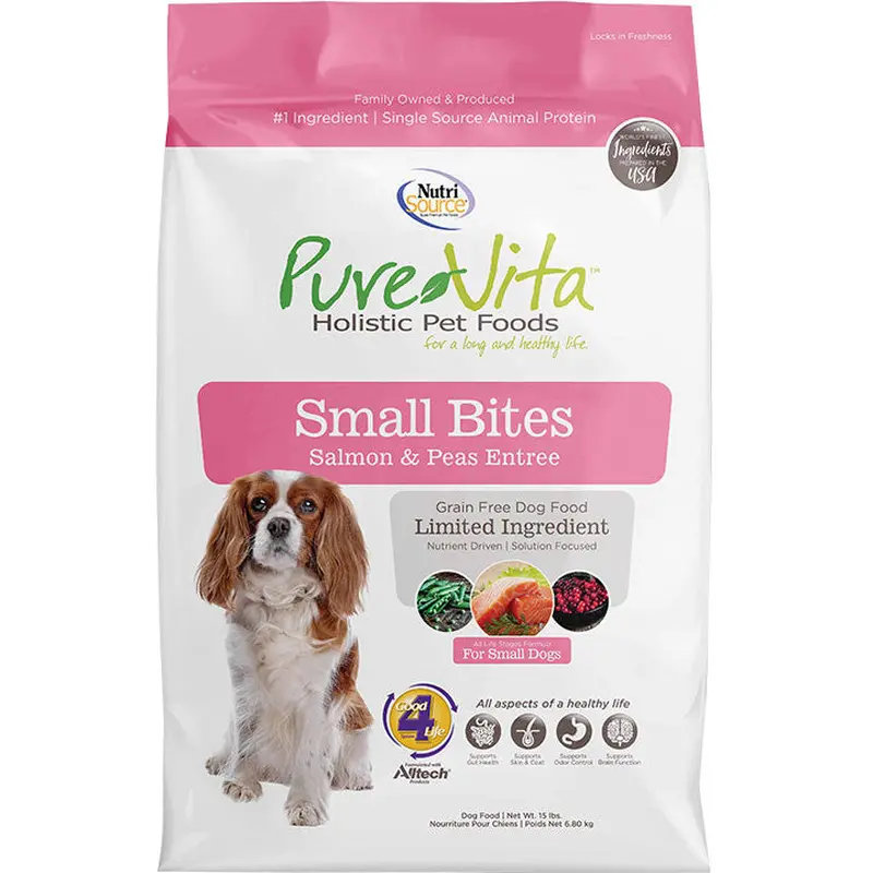Tuffy's Pure Vita Small Bites Salmon and Peas Dog Food 15lb 