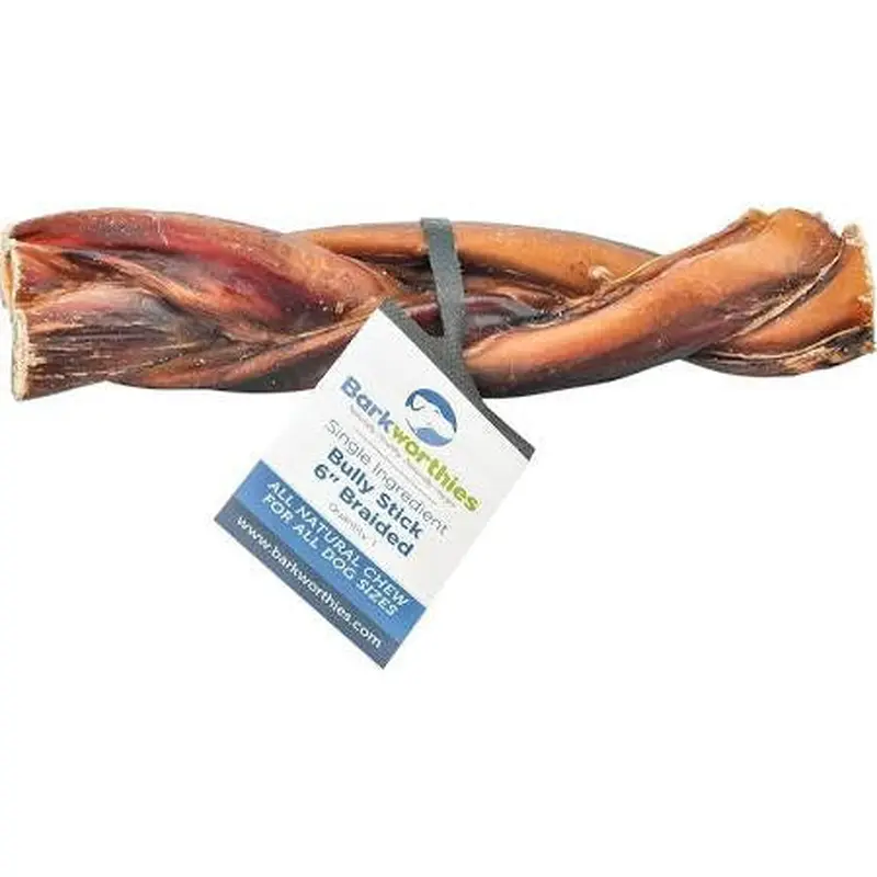Barkworthies Dog Bully Braided 6in 