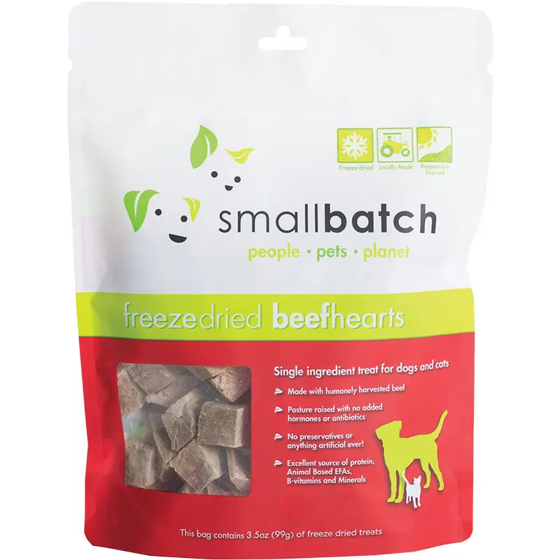 Small Batch Dog Cat Freeze Dried Beef Hearts 3.5oz 