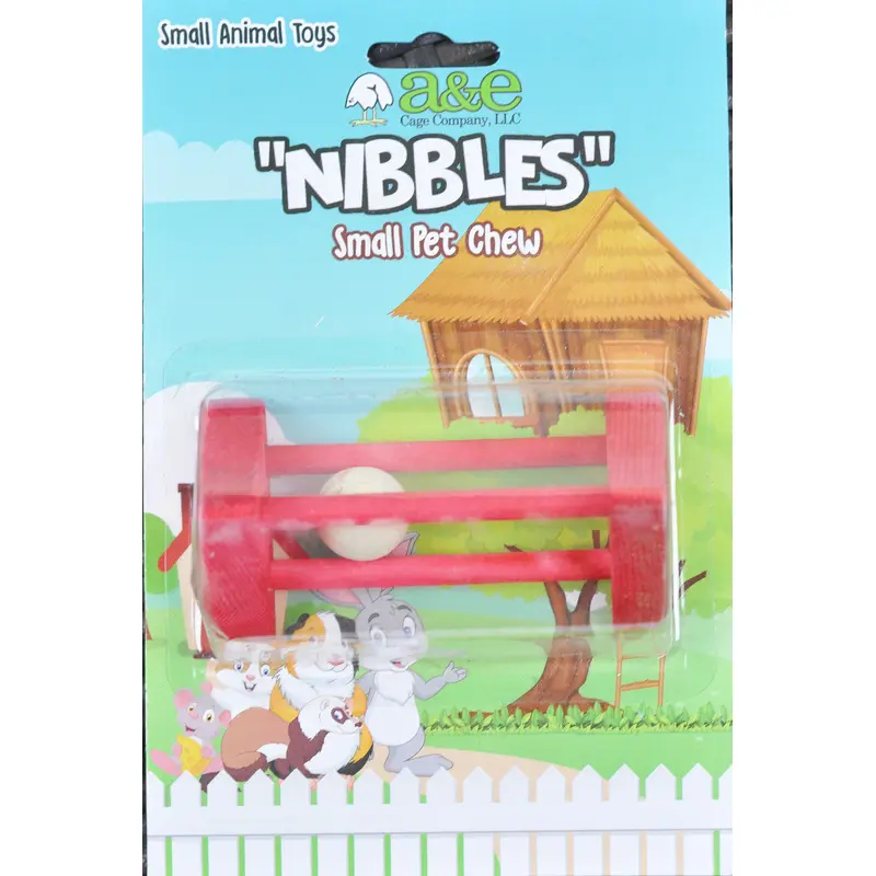 A & E Cages Wooden Triangle with Ball Small Animal Chew Toy