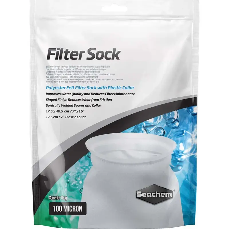 Seachem Filter Sock with Plastic Collar White 7in X 16in LG
