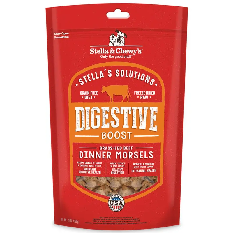 Stella & Chewy's Solutions Freeze Dried Digestive Boost Grass Fed Beef 13 oz 