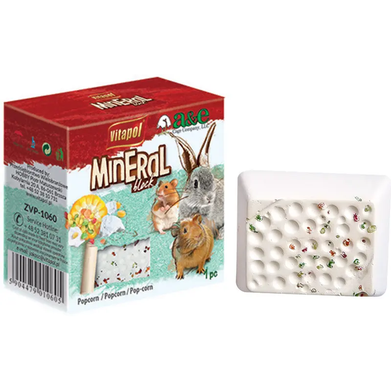 A & E Cages VitaPol Lime/Mineral Block for Small Animals Popcorn 40 grams