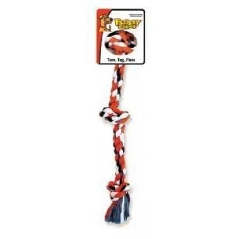 Mammoth Pet Products Cottonblend Color 3 Knot Rope Tug Mini 10in 