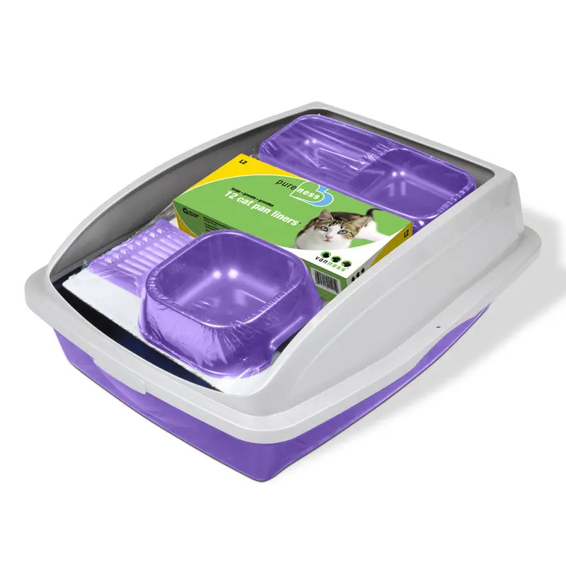 Van Ness Plastics Cat Starter Framed Litter Pan Kit White|Blue One Size