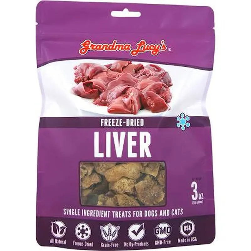 Grandma Lucy's Singles Freeze Dried Liver Single Ingredient Pet Treats-3-oz-