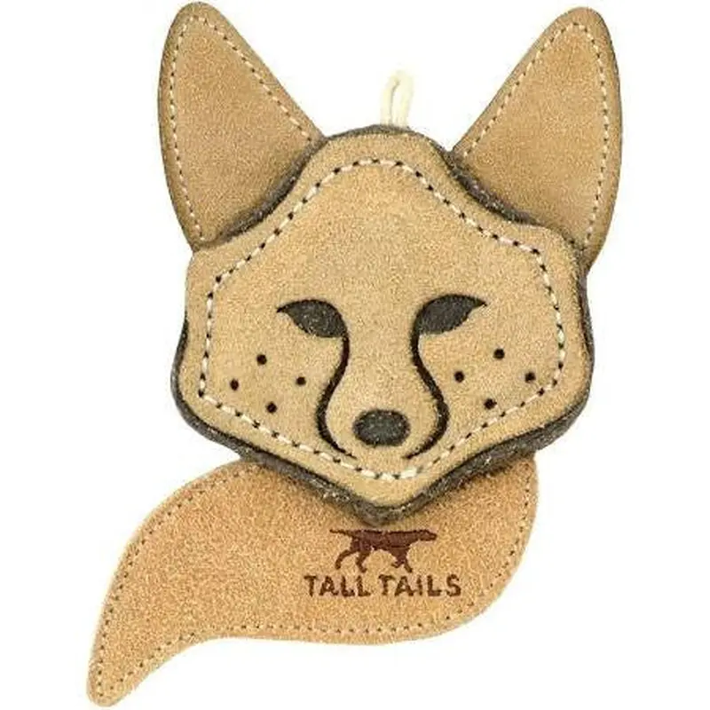 Tall Tails Dog Toy Natural Leather Fox 4 Inches 