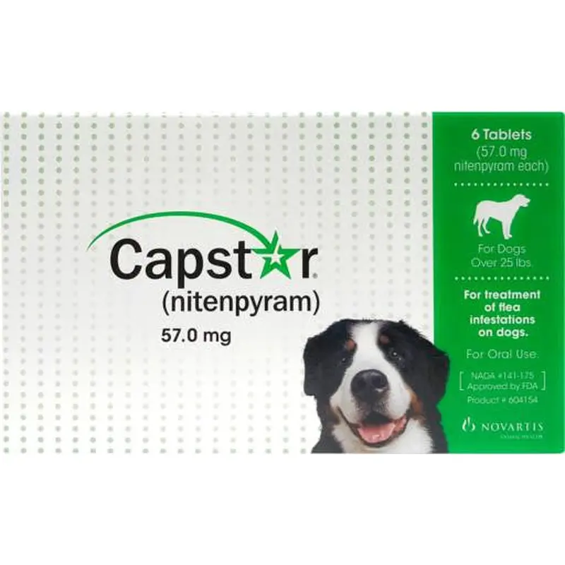 Capstar Green Oral Flea/Tick Tabs Dog/Cat 25lb 6ct 57.0mg 