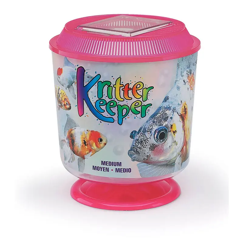 Lees Round Kritter Keeper with Lid & Pedestal Label Assorted 1.13gal MD