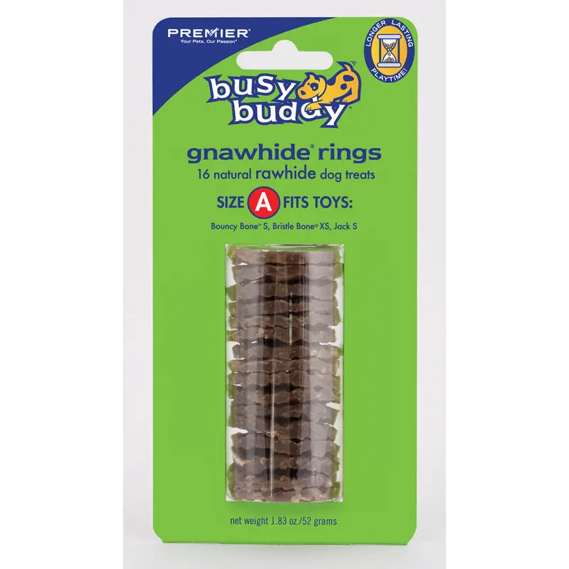 Busy Buddy Gnawhide Ring Refills Original Rawhide 1.83oz 16ct SM