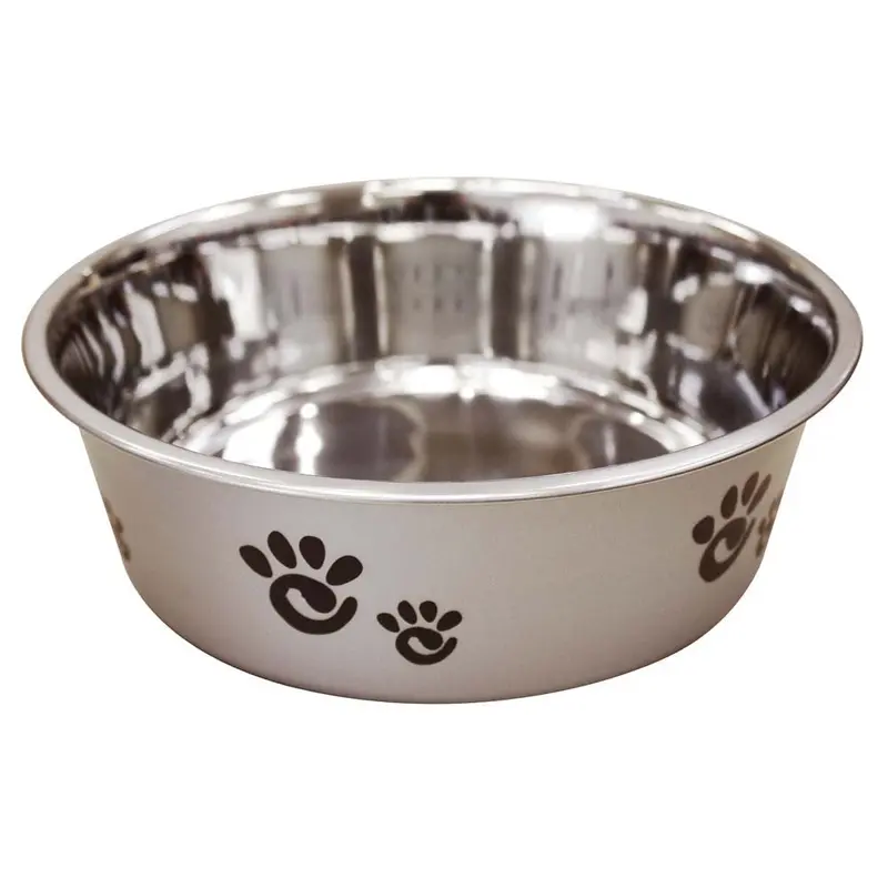 Spot Barcelona Stainless Steel Paw Print Dog Bowl Silver 64 Ounces