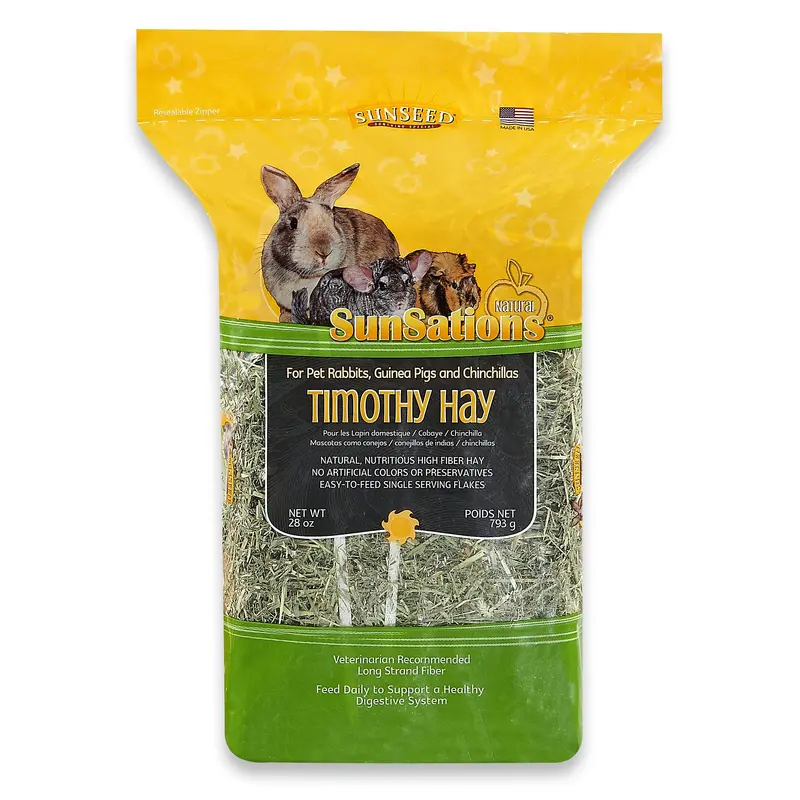 Sunseed Sunsations Natural Timothy Hay for Rabbits  Guinea Pigs & Chinchillas 28 Oz