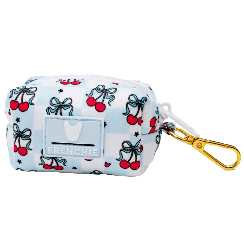 Frenchie Poo Bag Holder - Cherries Blue