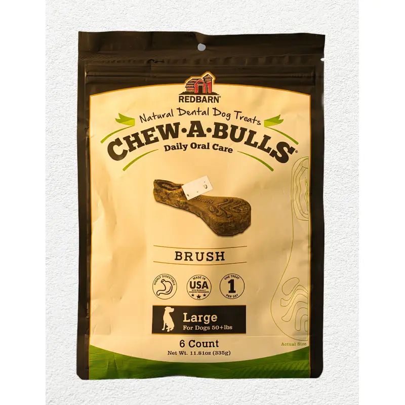 Redbarn Chew-A-Bulls Brush Dental Treats for Dogs - Large 6ct