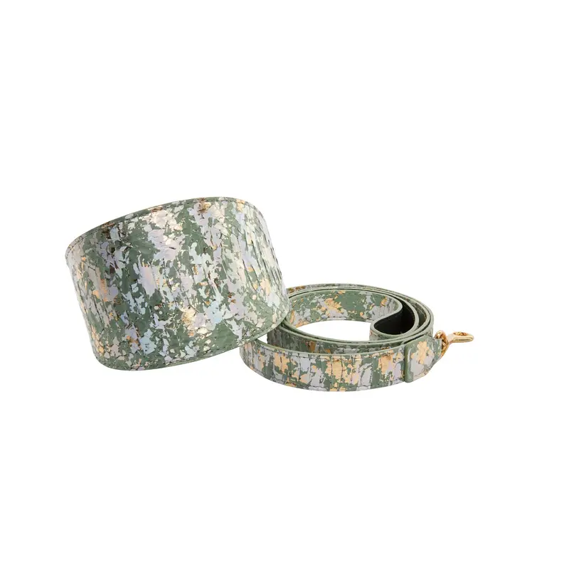 Luxury Pet Fashion Custom Art Deco Snakeskin Wide Collar  & Leash Set