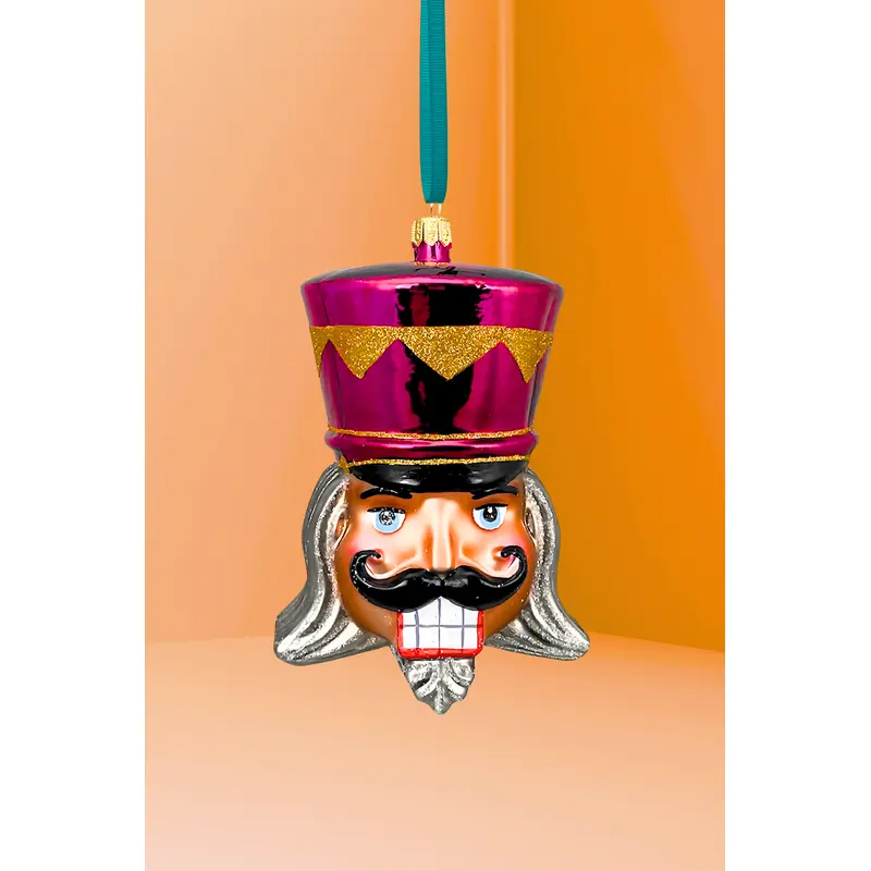 Fuchsia Pink Glass Nutcracker Ornament