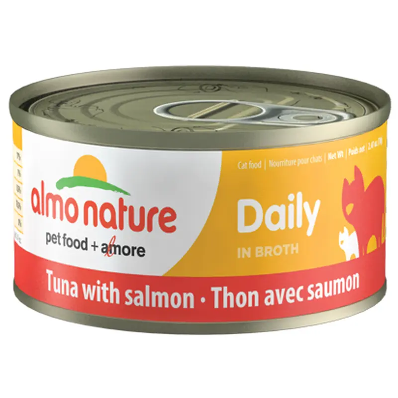 Almo Nature Daily Tuna With Salmon In Broth Canned Cat Food: 2.47- Oz Cans, Case of 24