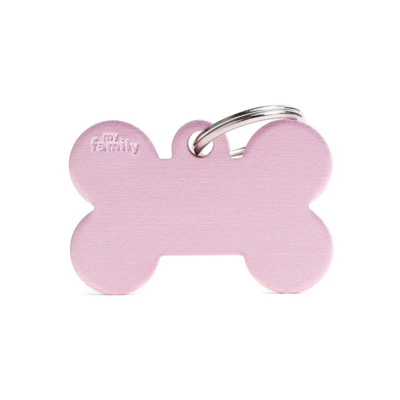My Family ID Aluminum Pink Bone Tag, Large