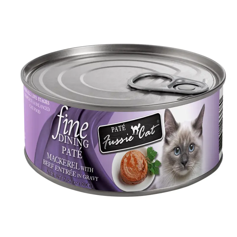 Fussie Cat Fine Dining Pate Mackerel with Beef Entre 2.82oz