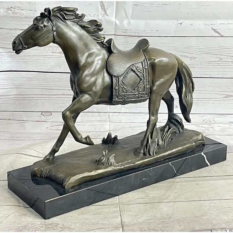 Saddled War Horse Working Equestrian Bronze Statue Sculpture after PJ Mene