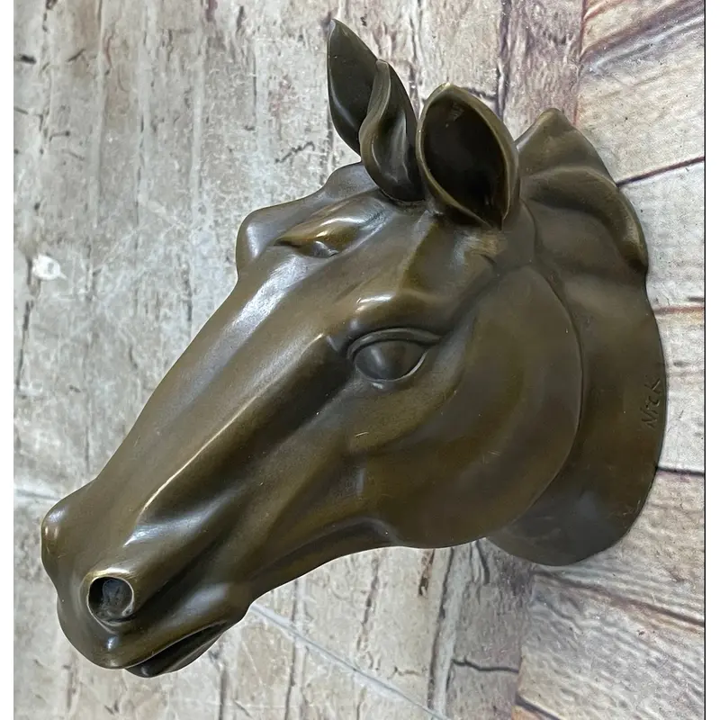 Signed Original Thomas Wall Mount Horse Head Bust Bronze Sculpture Art Deco Sale