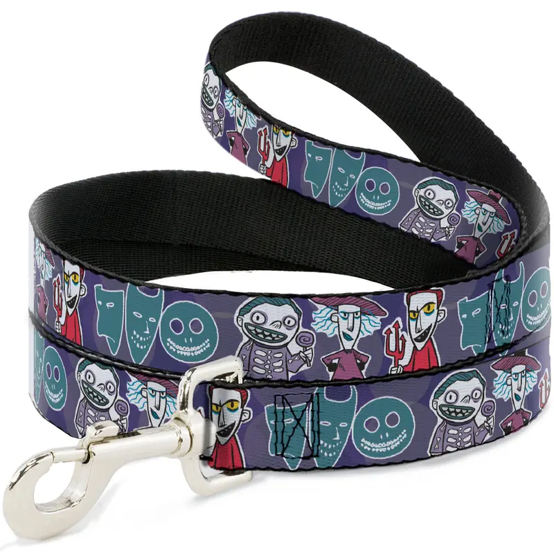 Dog Leash - Nightmare Before Christmas Lock Shock & Barrel Group Pose/Masks Purples