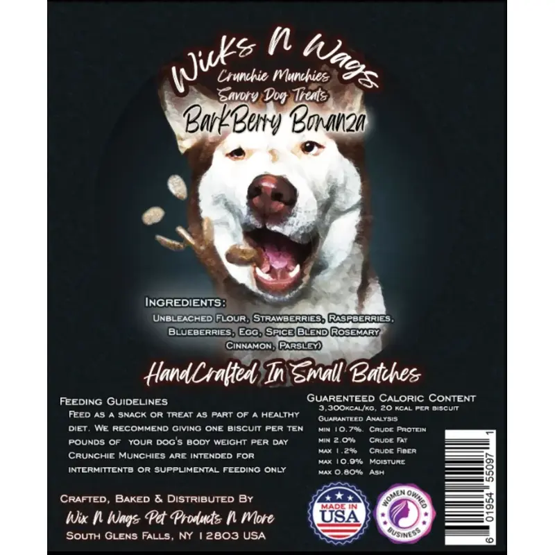 Wicks N Wags Crunchy Munchies Dog Treats: Barkberry Bonanza 3oz