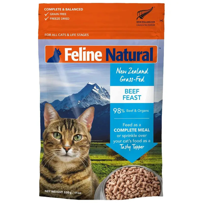 Feline Natural Freeze Dried Cat Food - Beef - 11oz Pouch