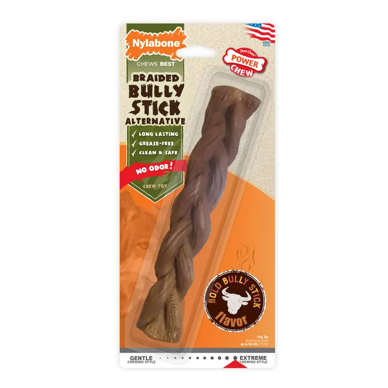 Nylabone 8" Power Chew Braided Bully Stick Alternative Chew Toy