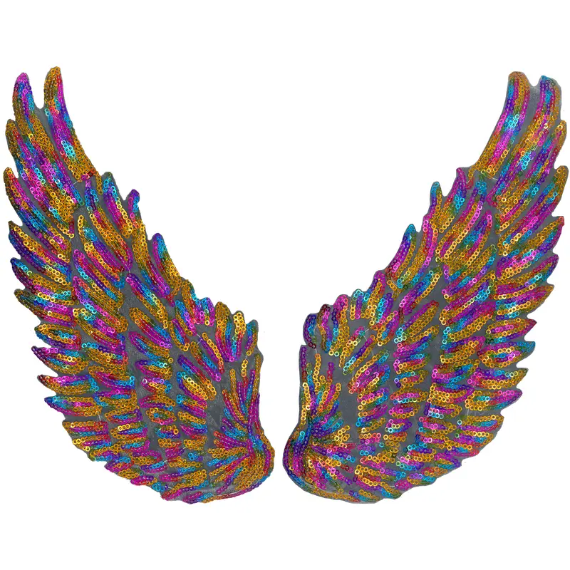 Extra Large Multicolor Sequin Wings  - Patch