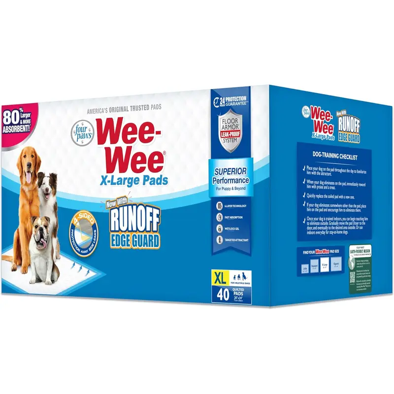 Four Paws Wee-Wee Unscented Extra-Large Pee Pads for Dogs & Puppies 28x34in 14ct