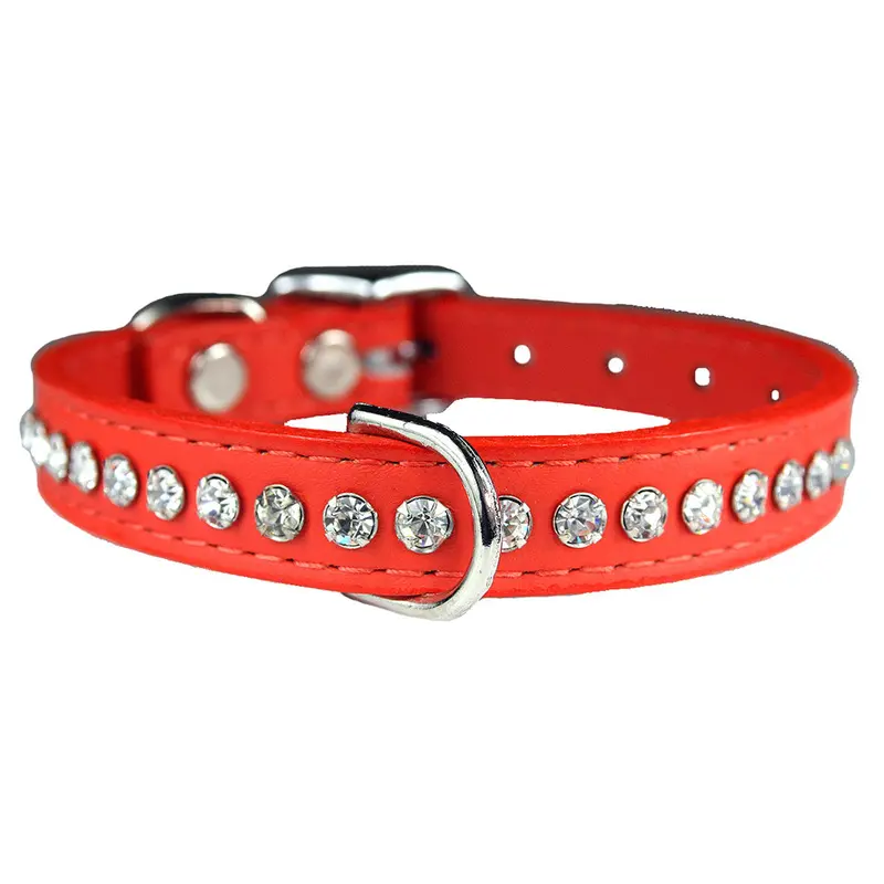 Orange Signature Leather Crystal Collar