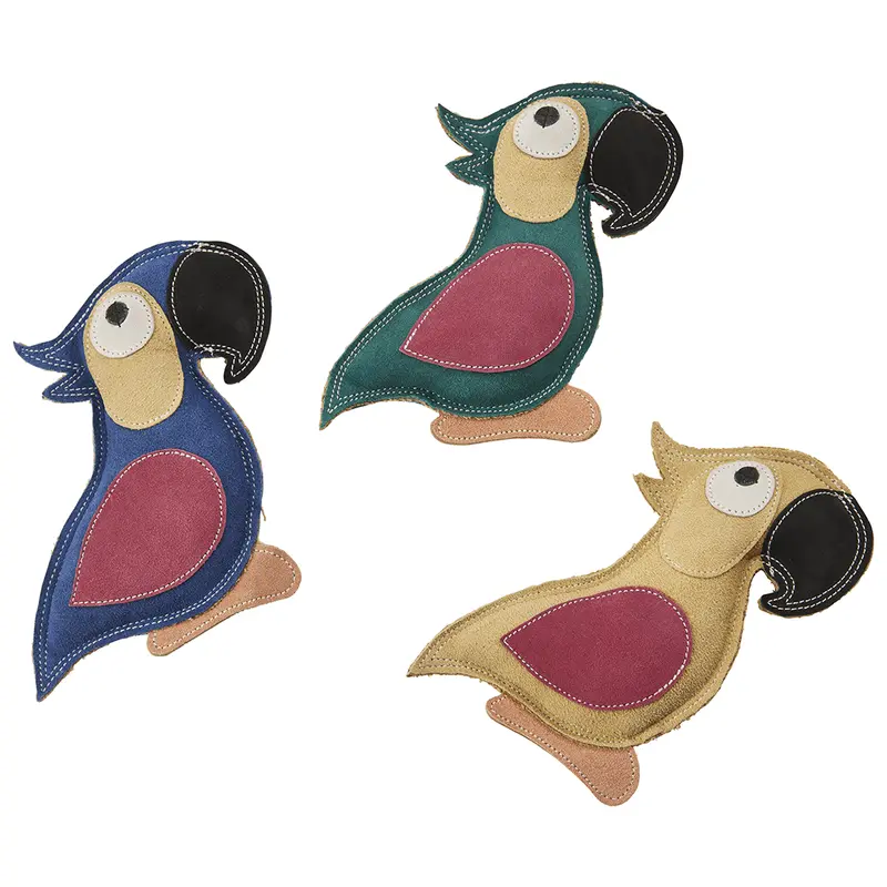 Spot Ethical Pet Dog Toy Dura-Fused Leather Parrot 8In Assorted