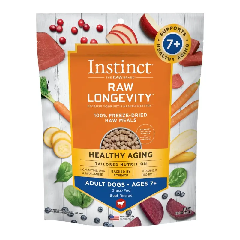 Nature's Variety Instinct Longevity 7+ Beef Freeze Dried Raw Dog Food 16oz