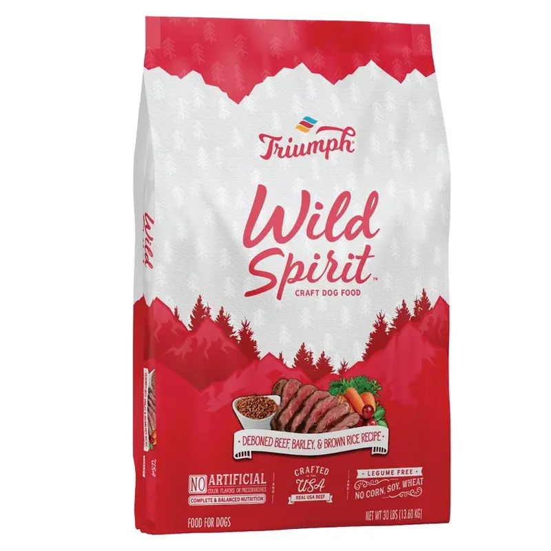 Triumph Wild Spirit Beef, Barley, & Brown Rice Recipe Dog Food 30lb bag