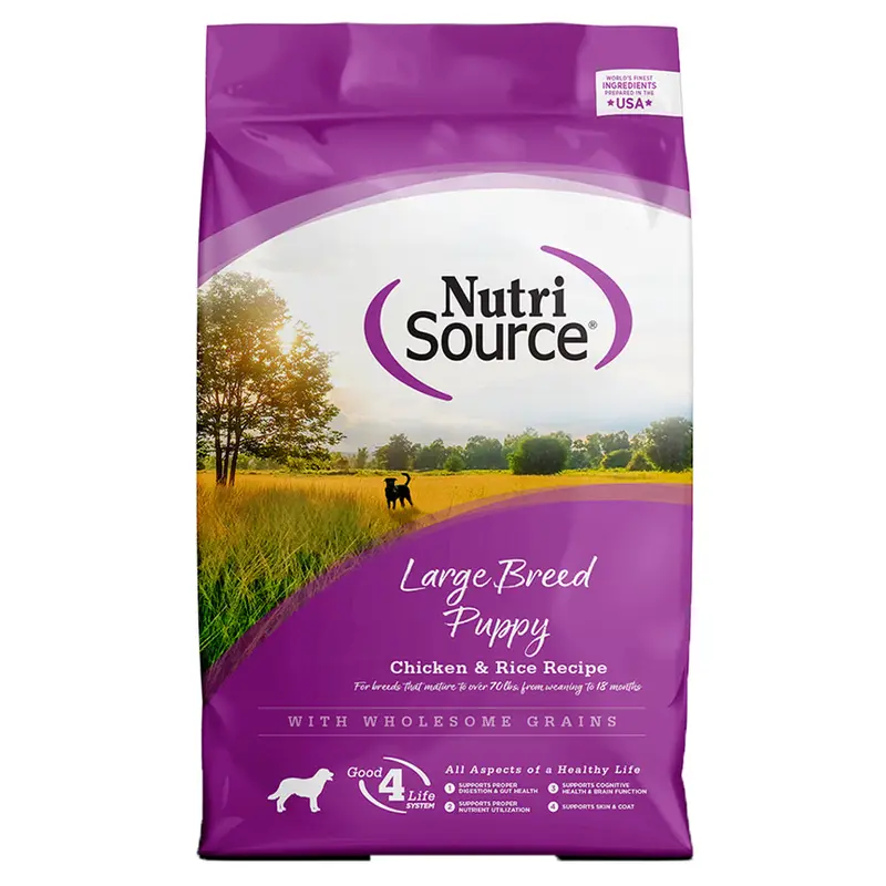 NutriSource Wholesome Grains Large Breed Puppy - Chicken & Rice - 15lb Bag