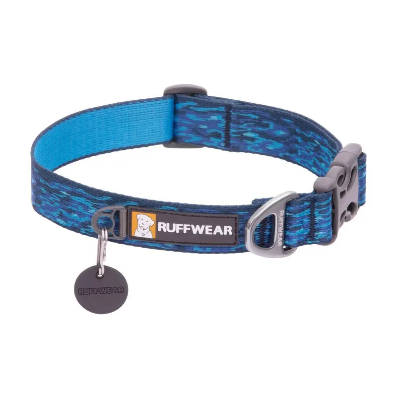 Ruffwear Flat Out Dog Collar Small 11"-14" Oceanic Distortion