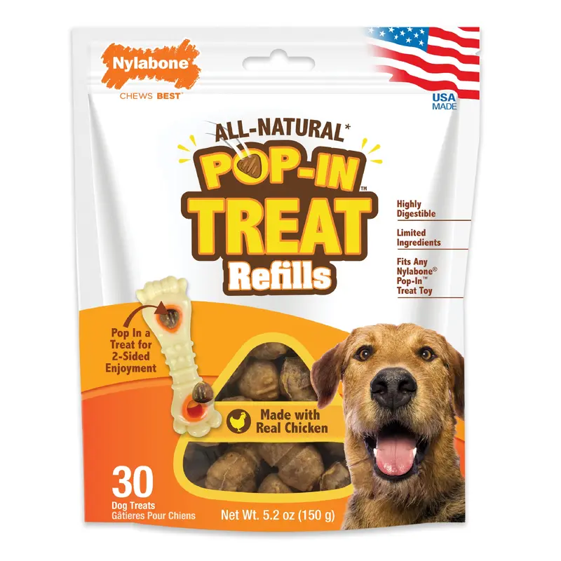 Nylabone All-Natural Pop-In Dog Treat Refills Chicken Pop-In All Sizes