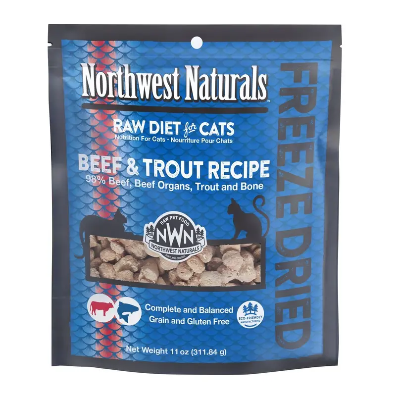 Northwest Naturals 11 oz Cat Freeze Dried Nibbles Beef Trout
