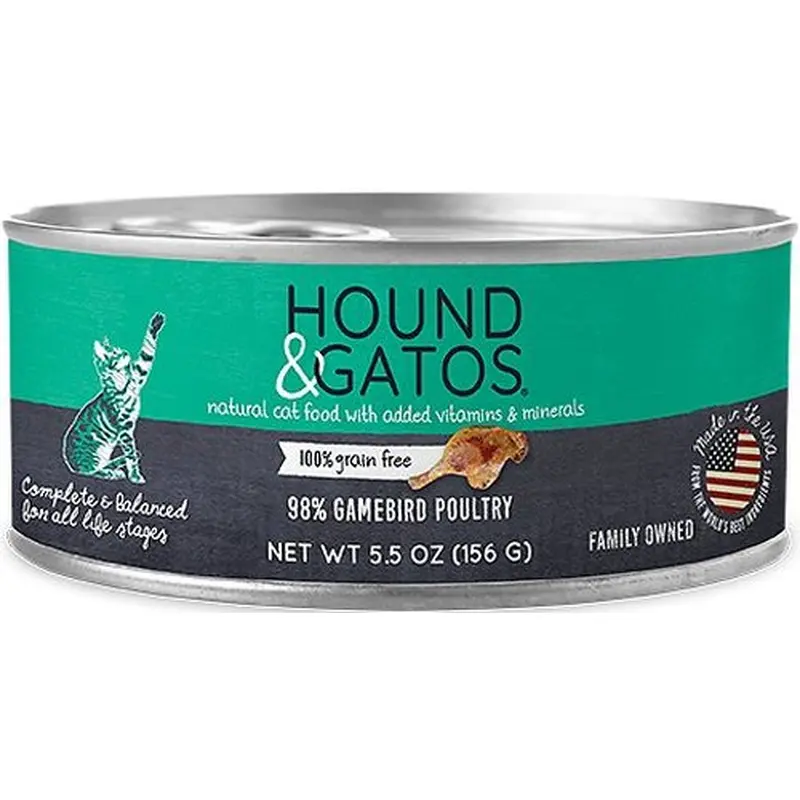 Hound & Gatos Grain Free Wet Cat Food Game Bird 5.5oz can