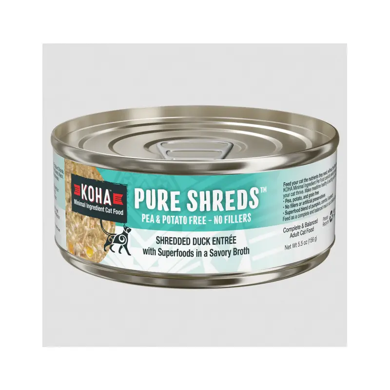 Koha Pure Shreds Cat Food Duck Entree 5.5 oz single