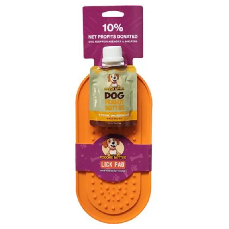 Poochie Peanut Butter Oval Lick Pad With Suction Cups + 2 oz PB