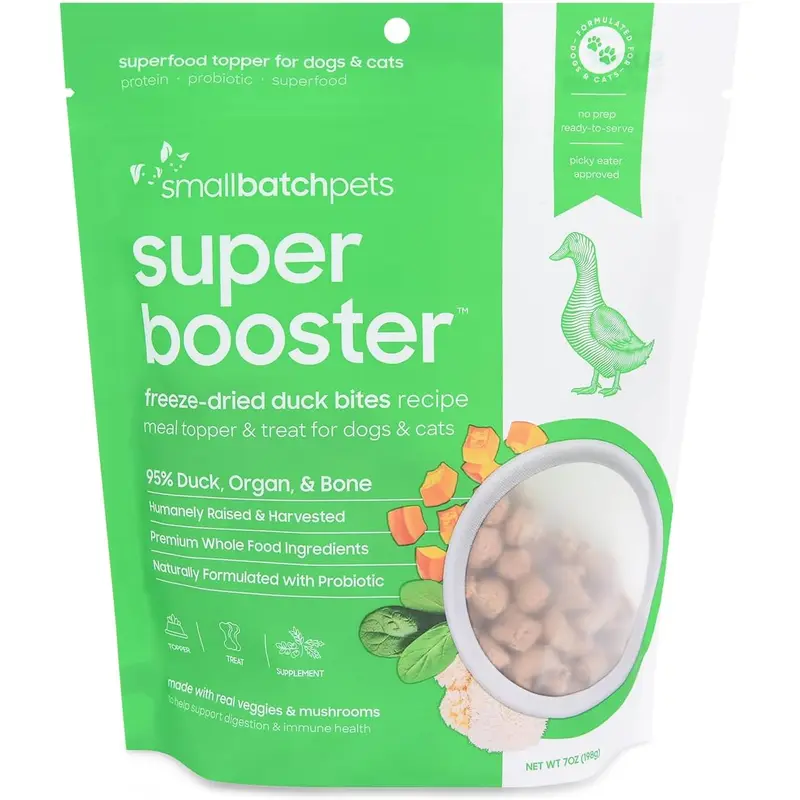 Small Batch Dog Super Booster Freeze Dried Duck Bites 7oz.